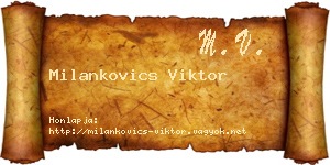 Milankovics Viktor névjegykártya